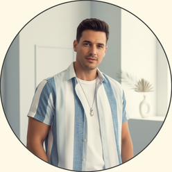 Portrait of Alex Sterling, a male influencer, wearing a sophisticated men's fashion item, exuding confidence and modern leade